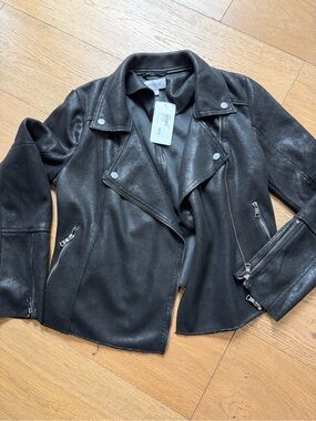 Evereve Black Faux Leather Biker Jacket
